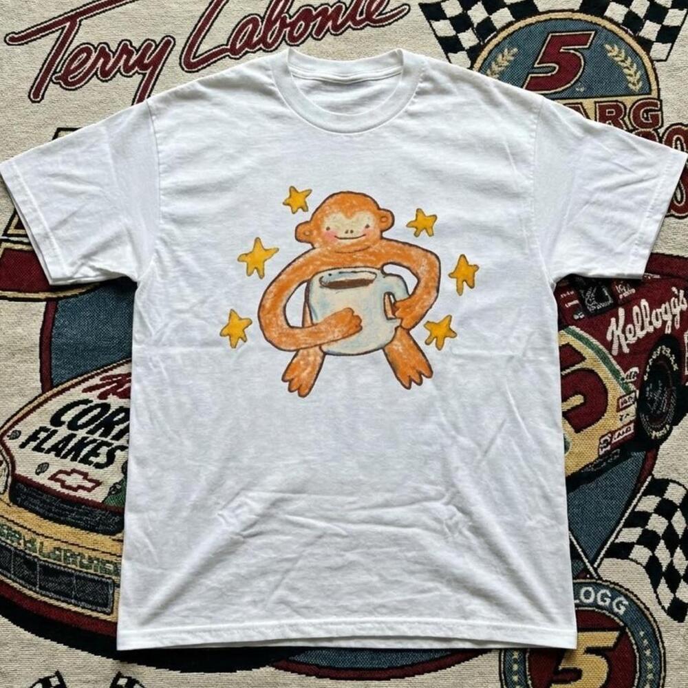 Cute Monkey Drinking Coffee T Shirt